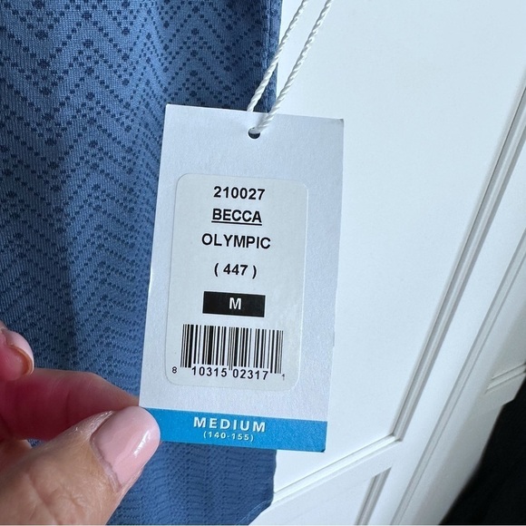 New! Haus of Grey Blue Golf Polo 2 Button Becca Olympic Medium - Picture 8 of 11